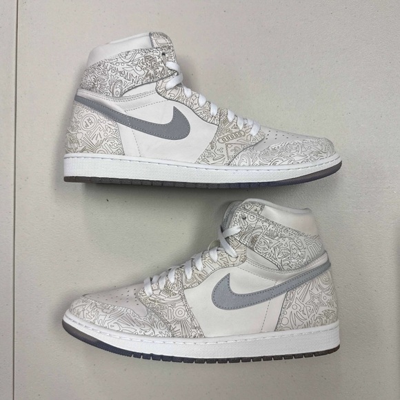 Size 13 Air Jordan Retro OG High Laser White Grey Leather